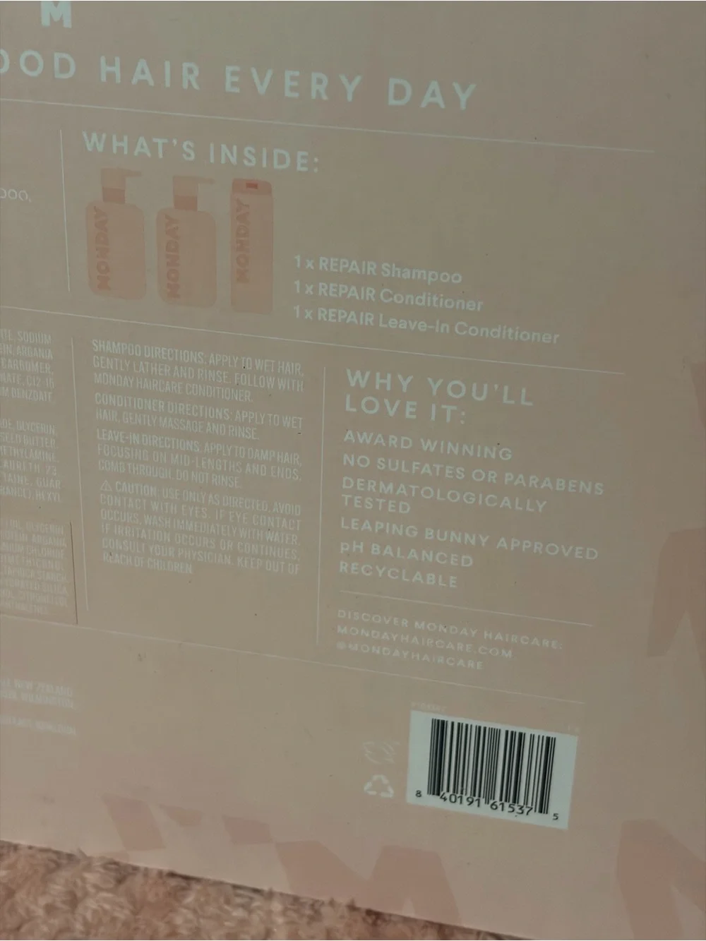 Monday Haircare Ultimate Repair Gift Set Repair Shampoo Repair Conditioner And